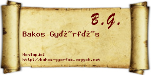 Bakos Gyárfás névjegykártya